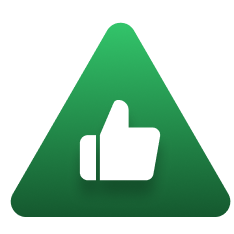 White thumbs up icon in green triangle